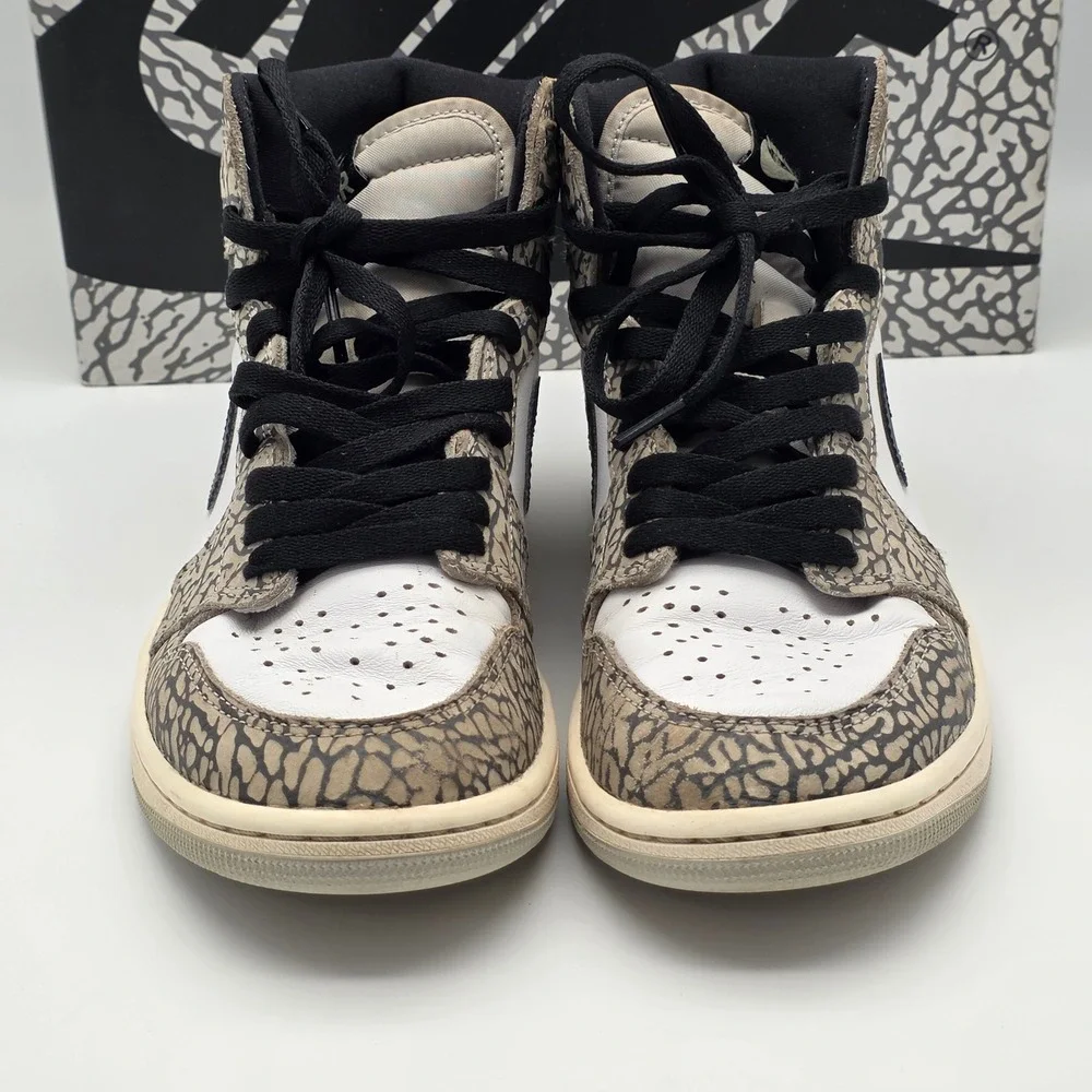 Nike Air Jordan 1 Retro High OG Mens 7 Womens 8.5 White Cement W/Box‎